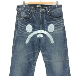 [M] A Bathing Ape Bape Baby Milo Face Selvedge Washed Denim