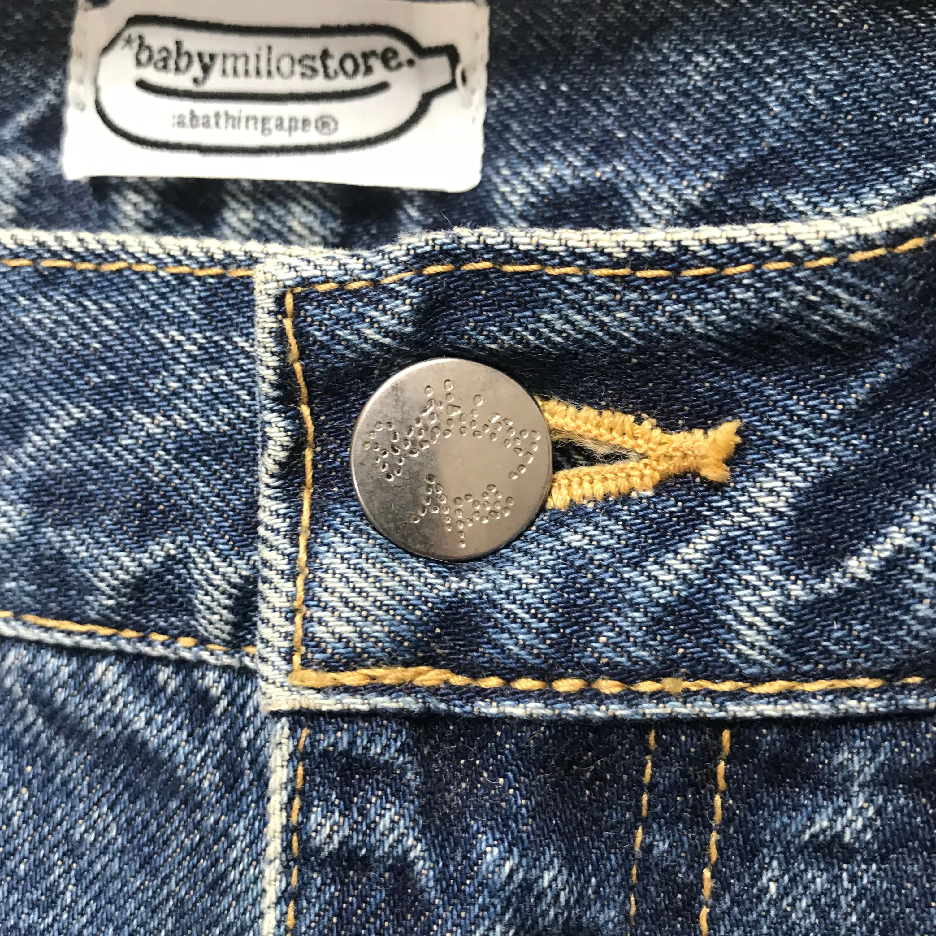 [M] A Bathing Ape Bape Baby Milo Face Selvedge Washed Denim