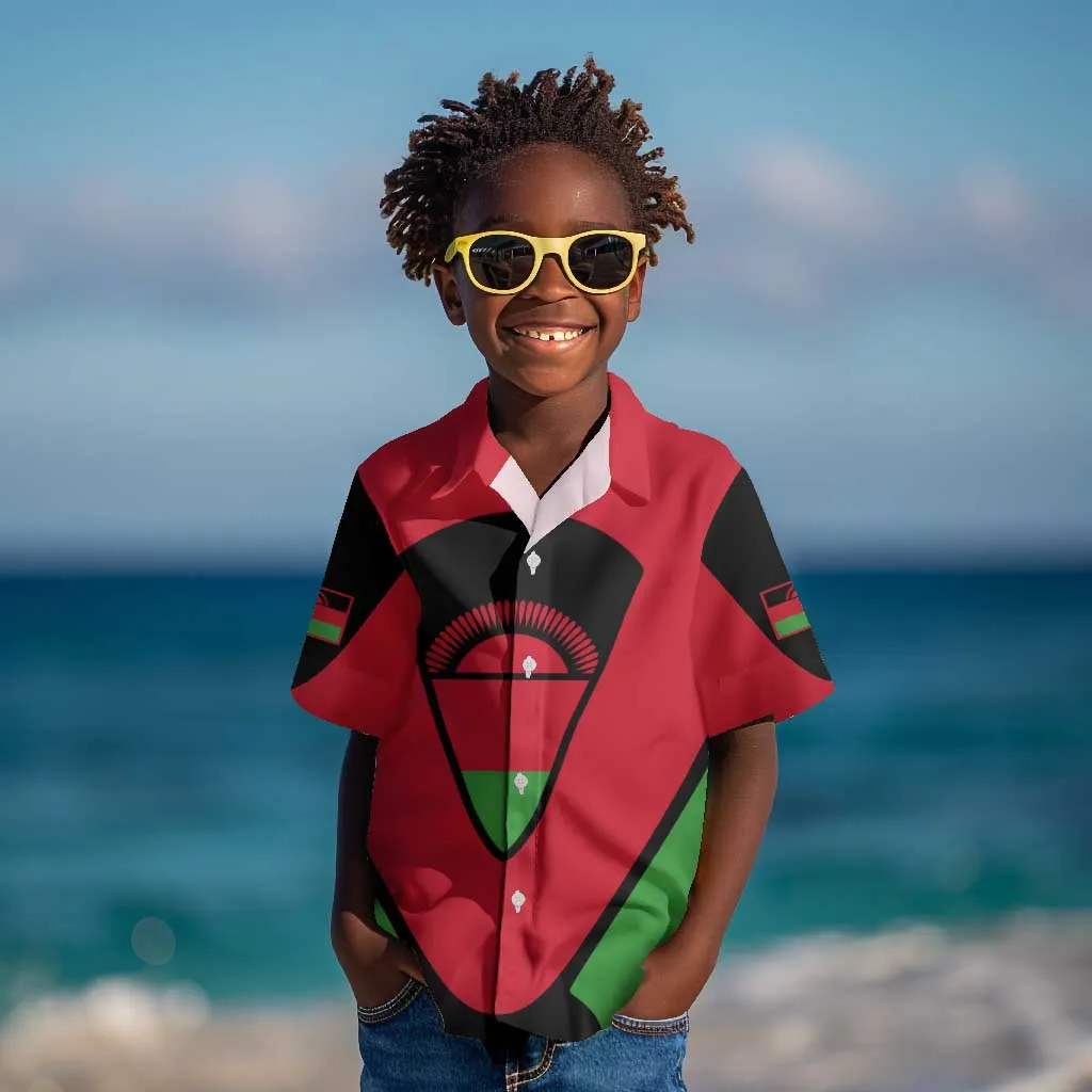 Malawi Kid Hawaiian Shirt Flag Colors Blended with National Emblem TS04