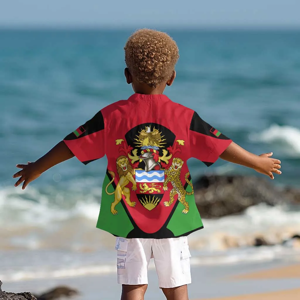 Malawi Kid Hawaiian Shirt Flag Colors Blended with National Emblem TS04
