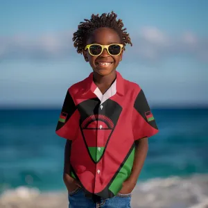 Malawi Kid Hawaiian Shirt Flag Colors Blended with National Emblem TS04