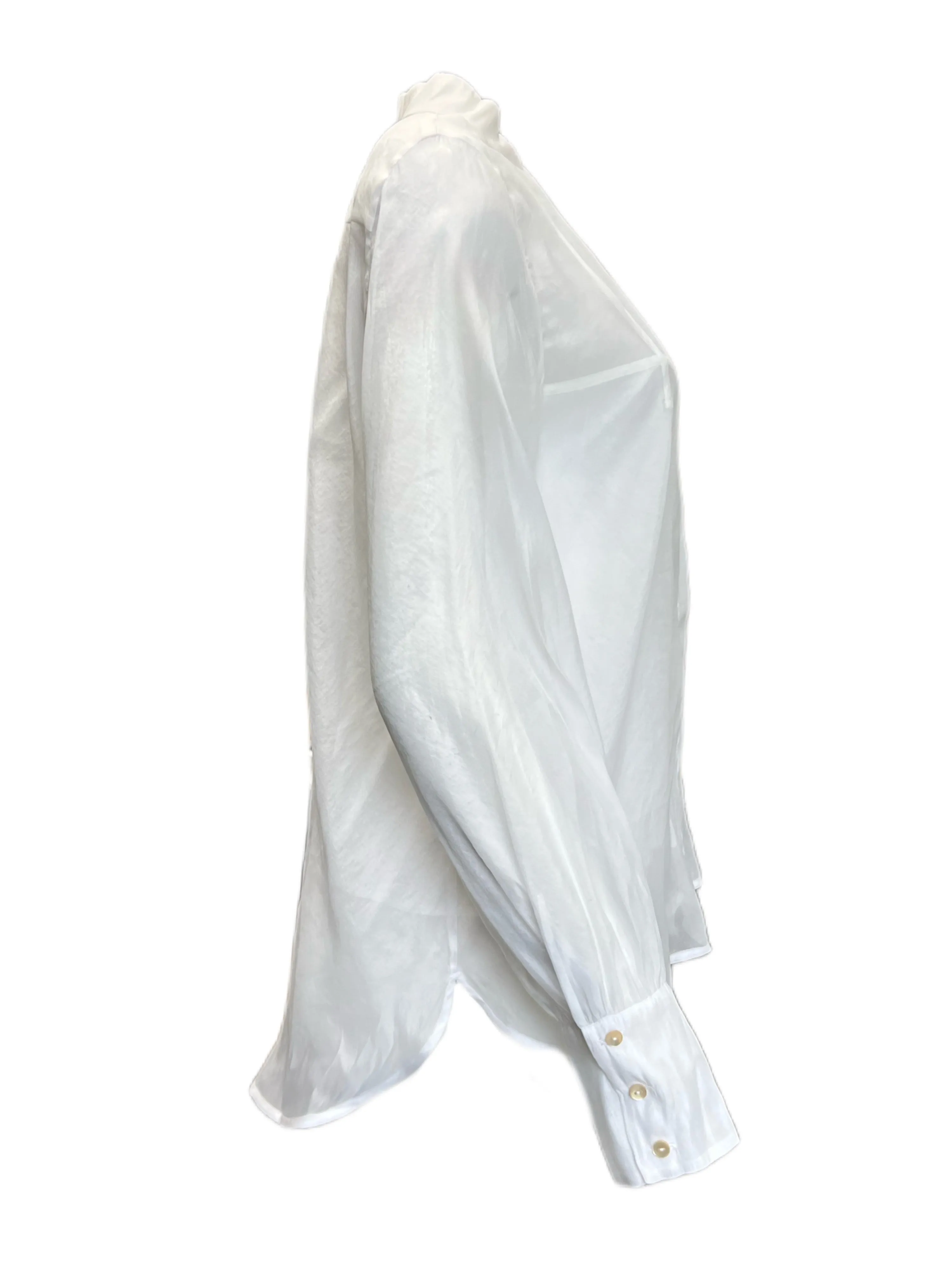 Marella By Max Mara Women's White Tony Button Down Sheer Shirt Size 8 NWT