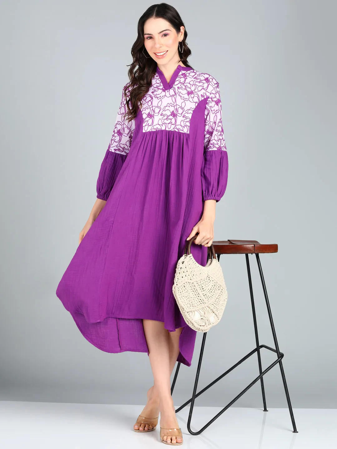 Margenta threadwork flared Midi Dress