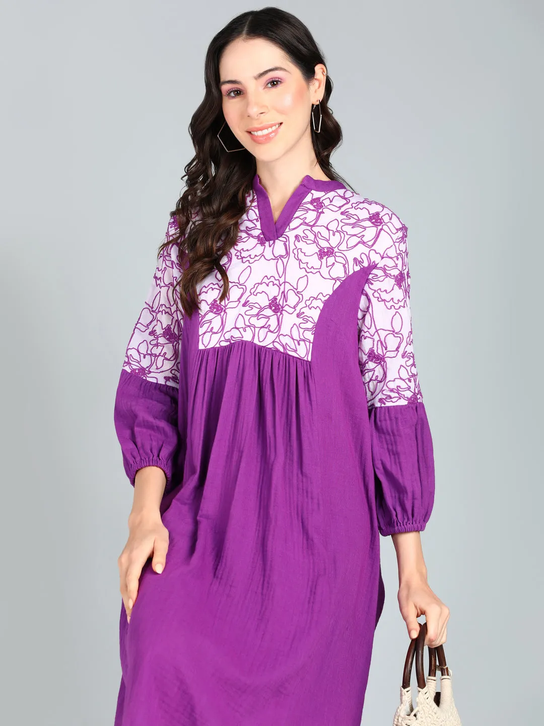 Margenta threadwork flared Midi Dress