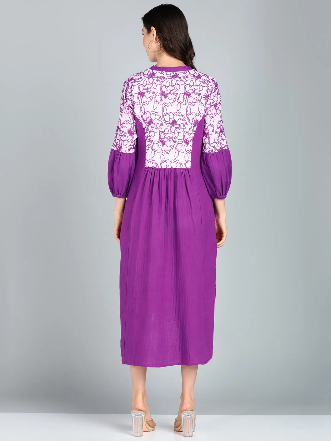 Margenta threadwork flared Midi Dress