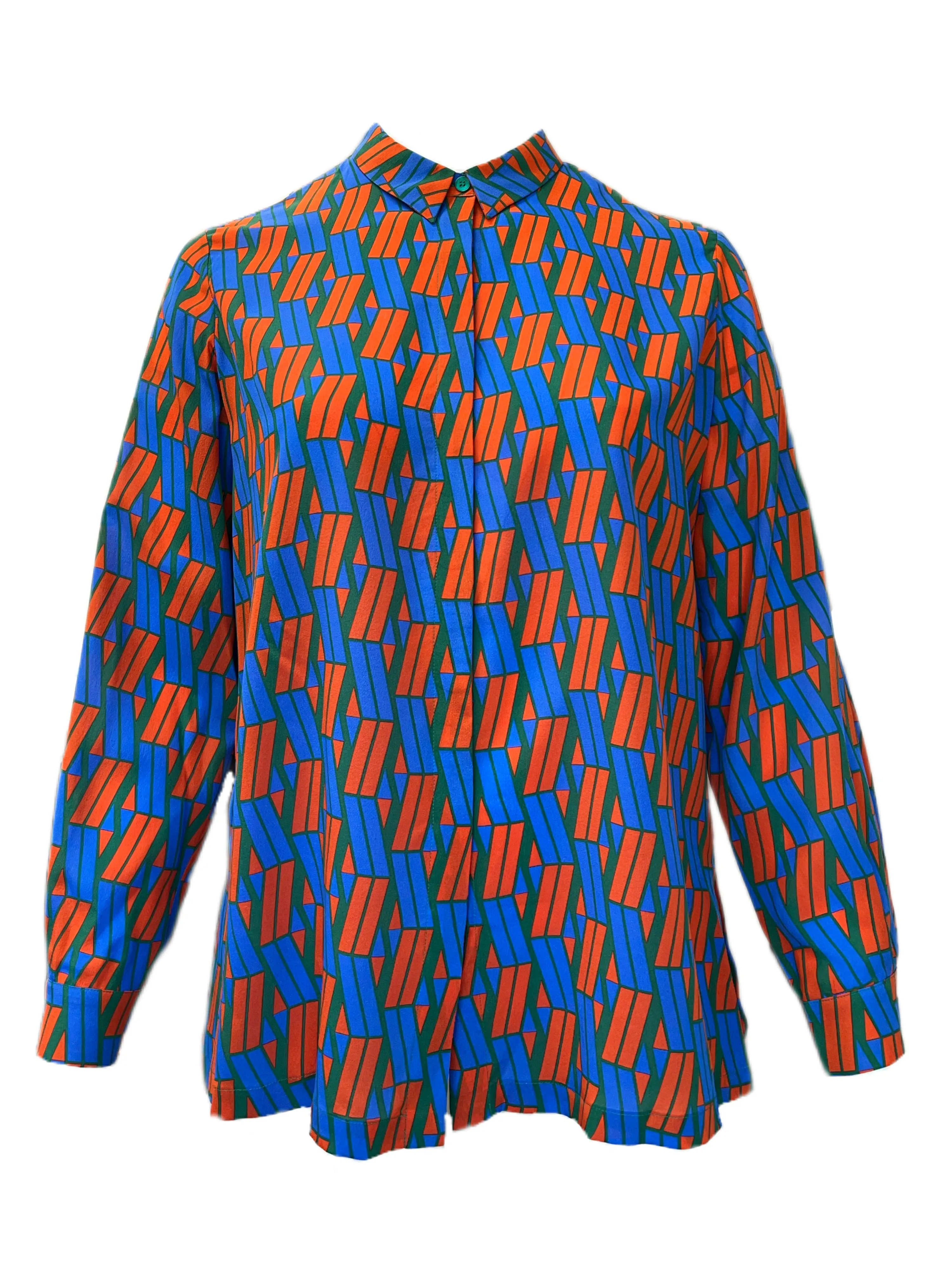 Marina Rinaldi Women's Orange Bamby Button Down Silk Shirt Size 14W/23