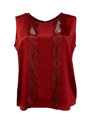 Marina Rinaldi Women's Red Bionico Sleeveless Silk Tank NWT
