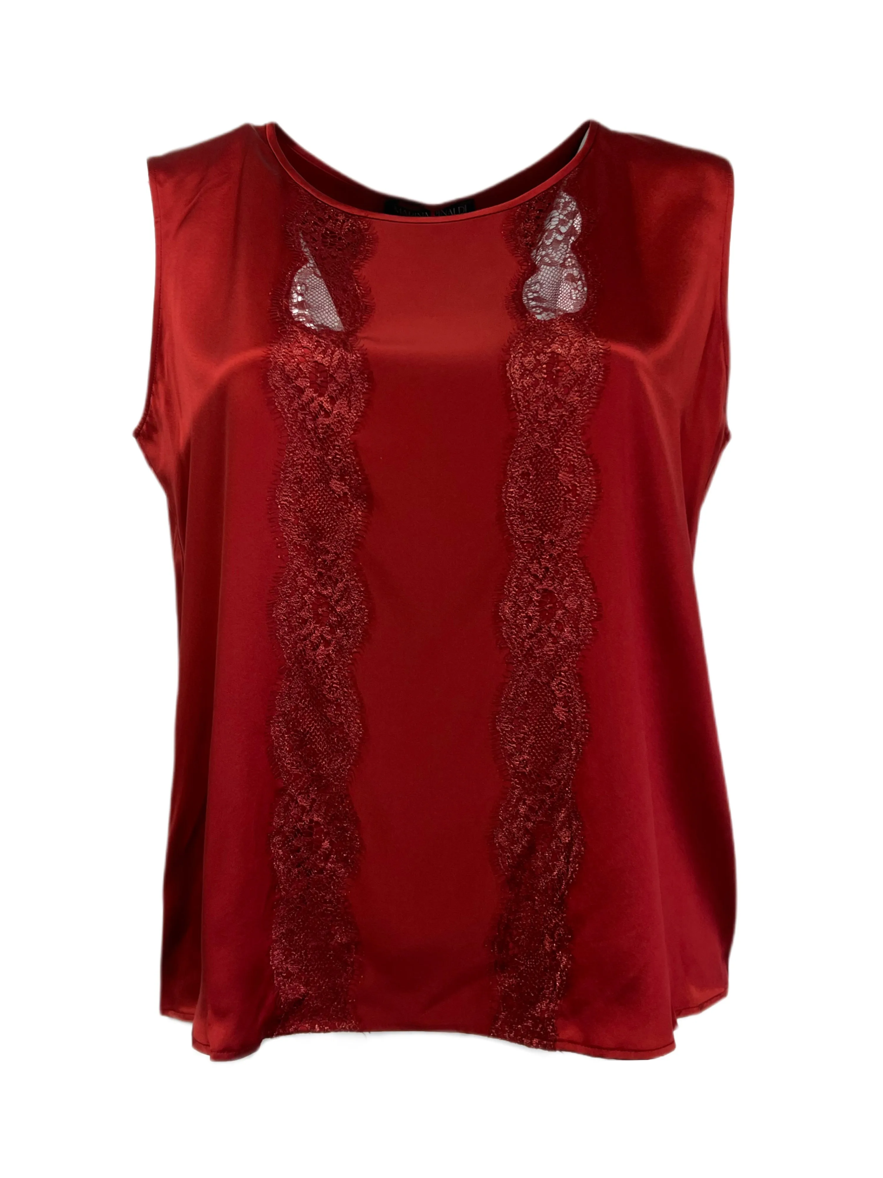 Marina Rinaldi Women's Red Bionico Sleeveless Silk Tank NWT