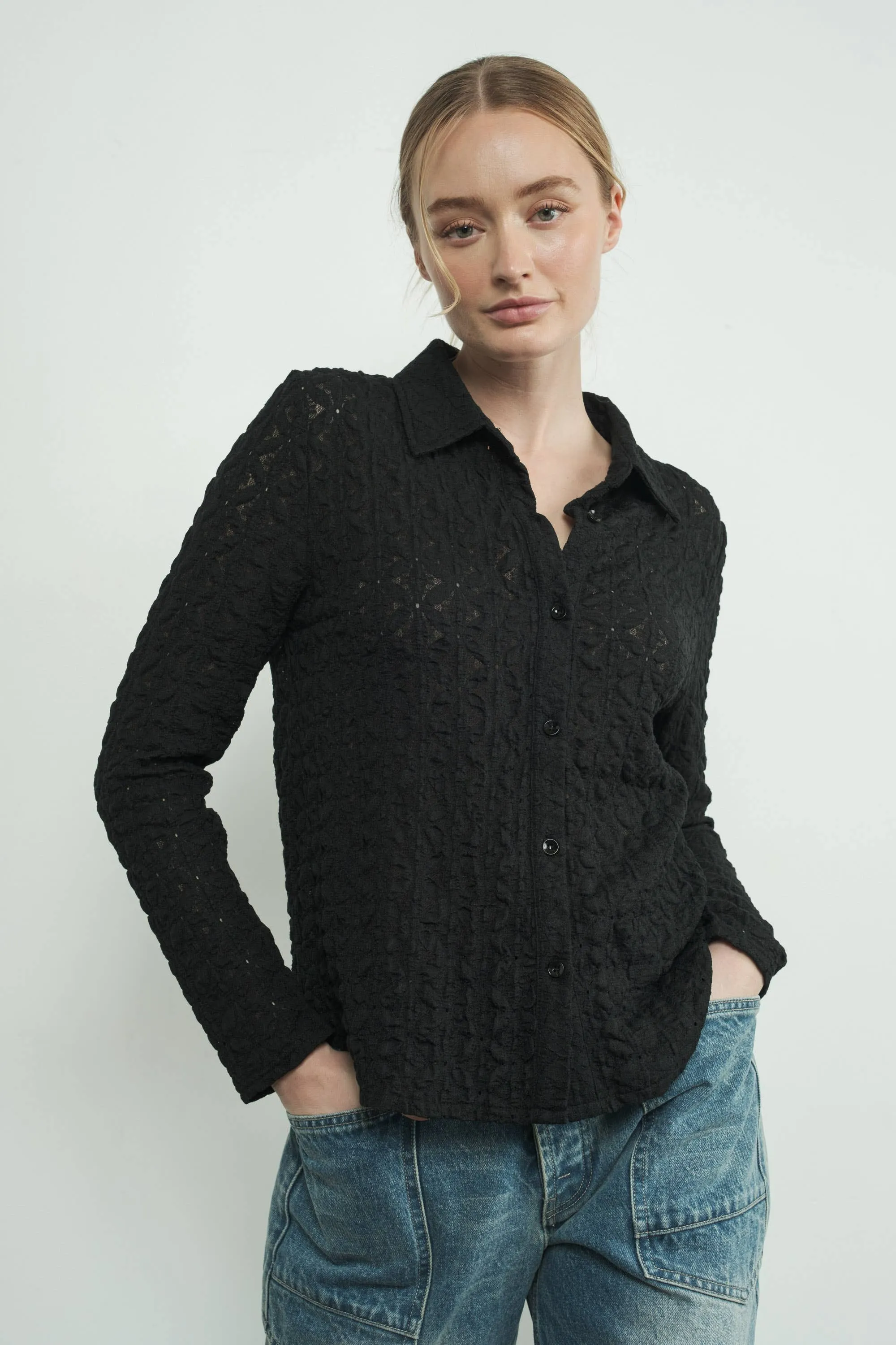 MAT3065 FLORAL LACE BUTTONDOWN SHIRTS