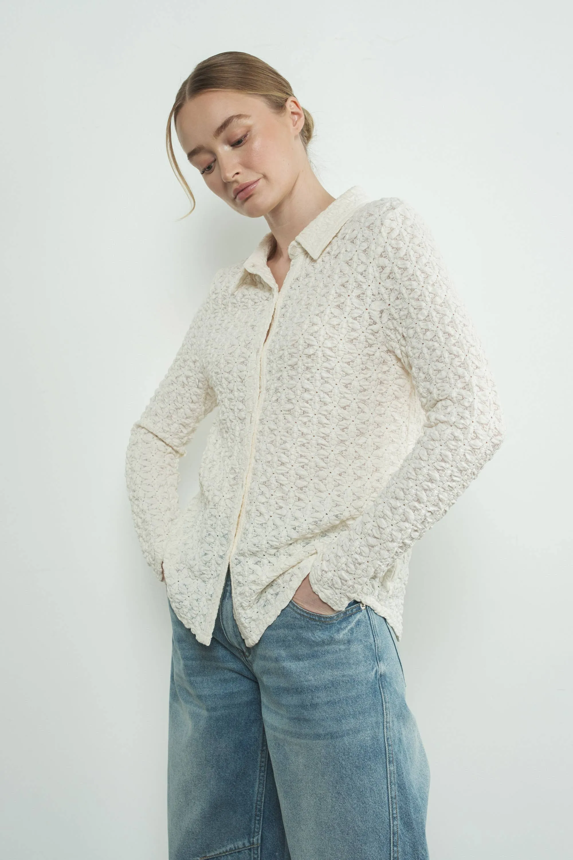 MAT3065 FLORAL LACE BUTTONDOWN SHIRTS