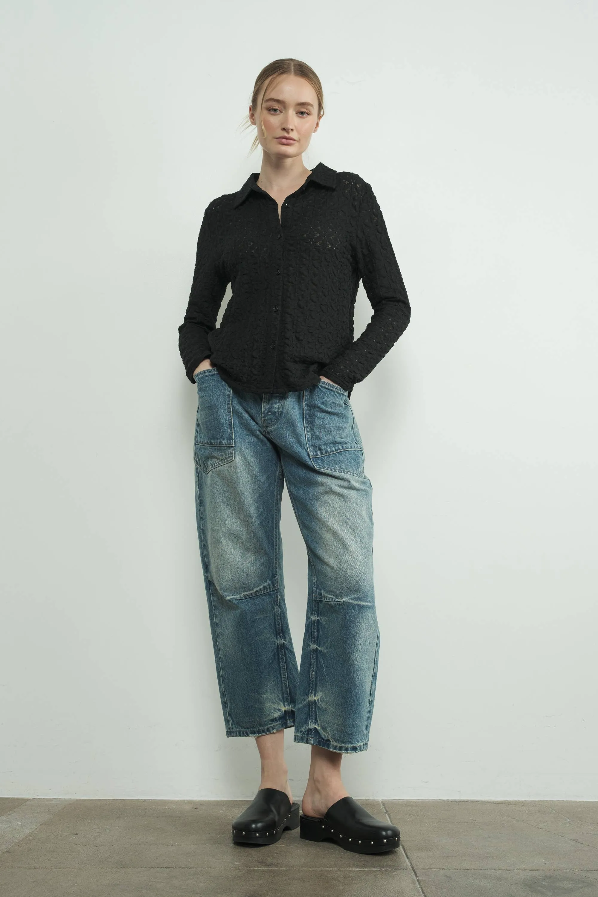 MAT3065 FLORAL LACE BUTTONDOWN SHIRTS