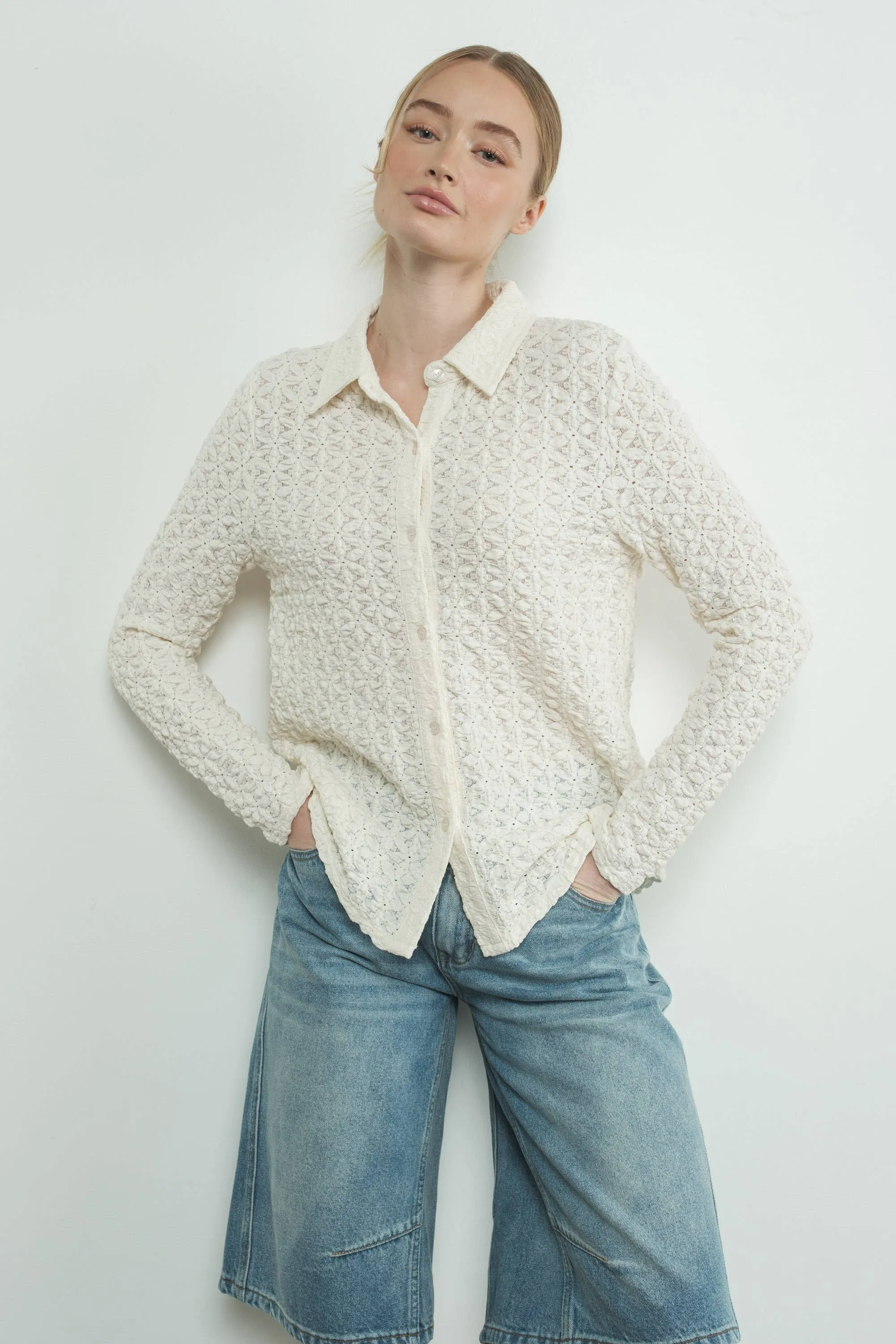 MAT3065 FLORAL LACE BUTTONDOWN SHIRTS