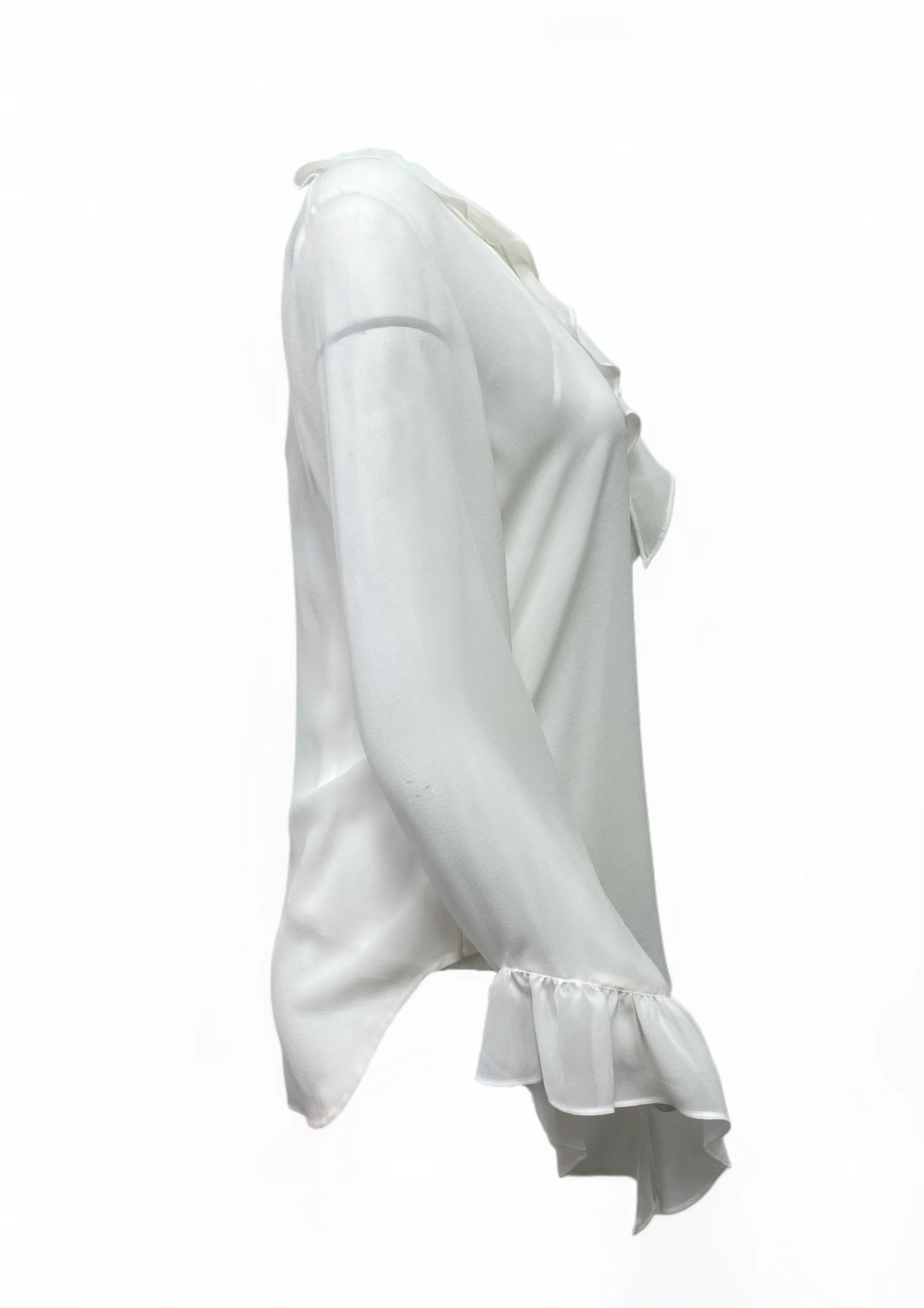 Max Mara Women's Silk Albatro V-Neck Long Sleeve Shirt NWT