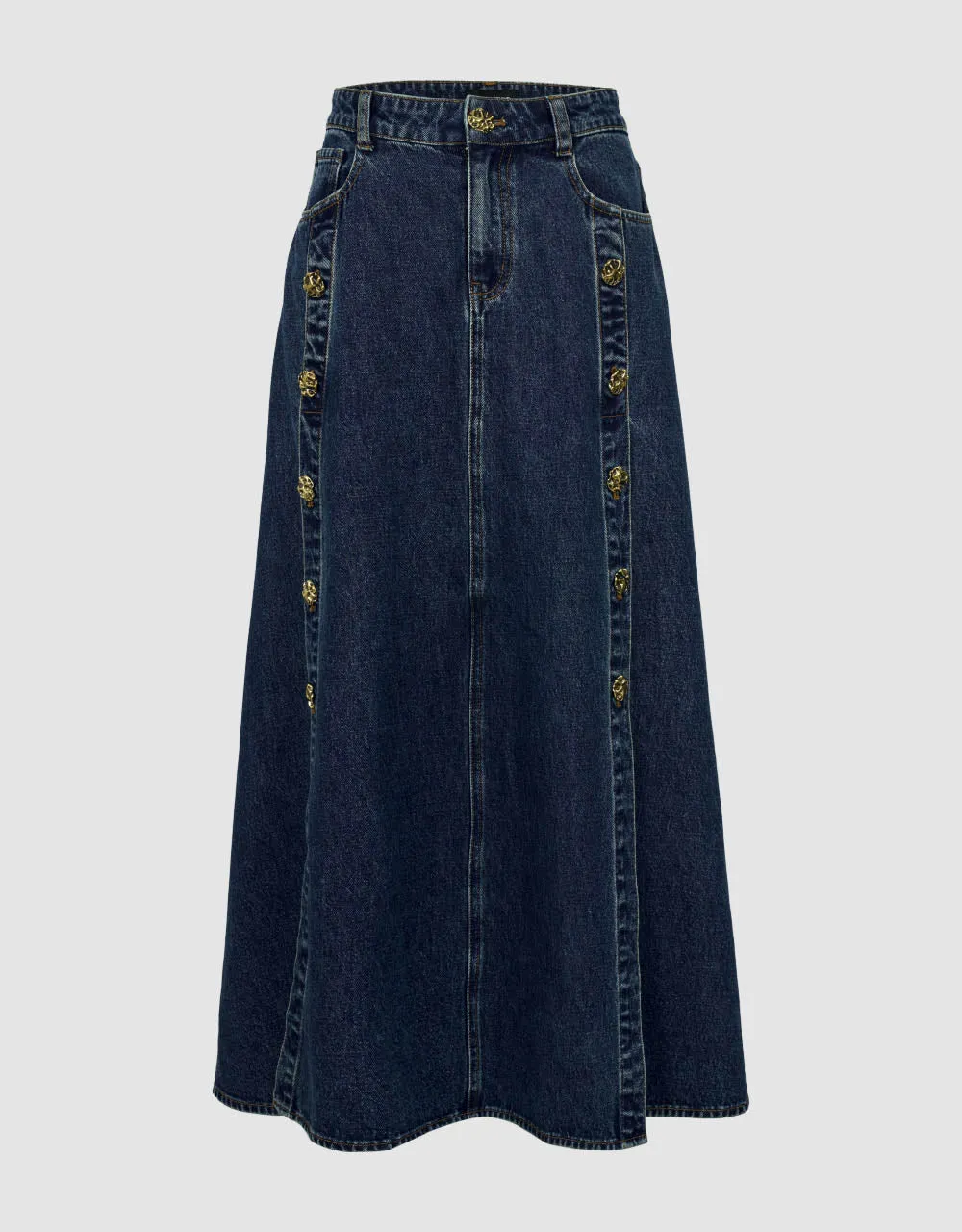 Maxi A-Line Denim Skirt