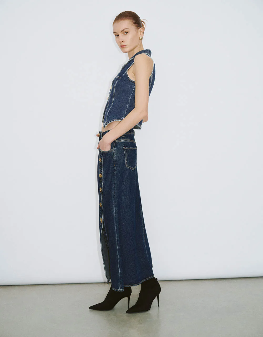 Maxi A-Line Denim Skirt