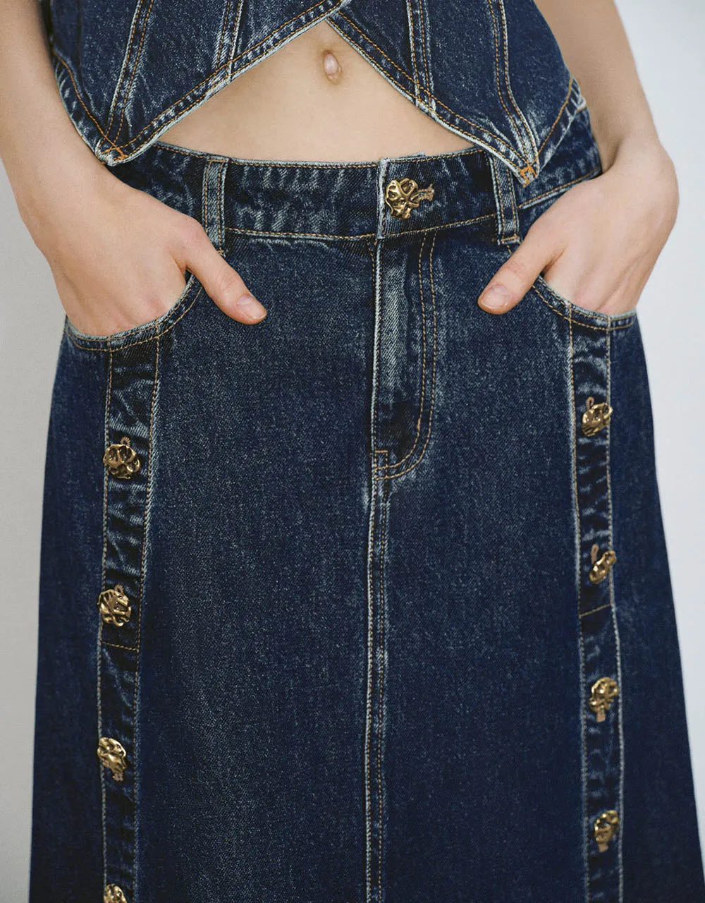 Maxi A-Line Denim Skirt