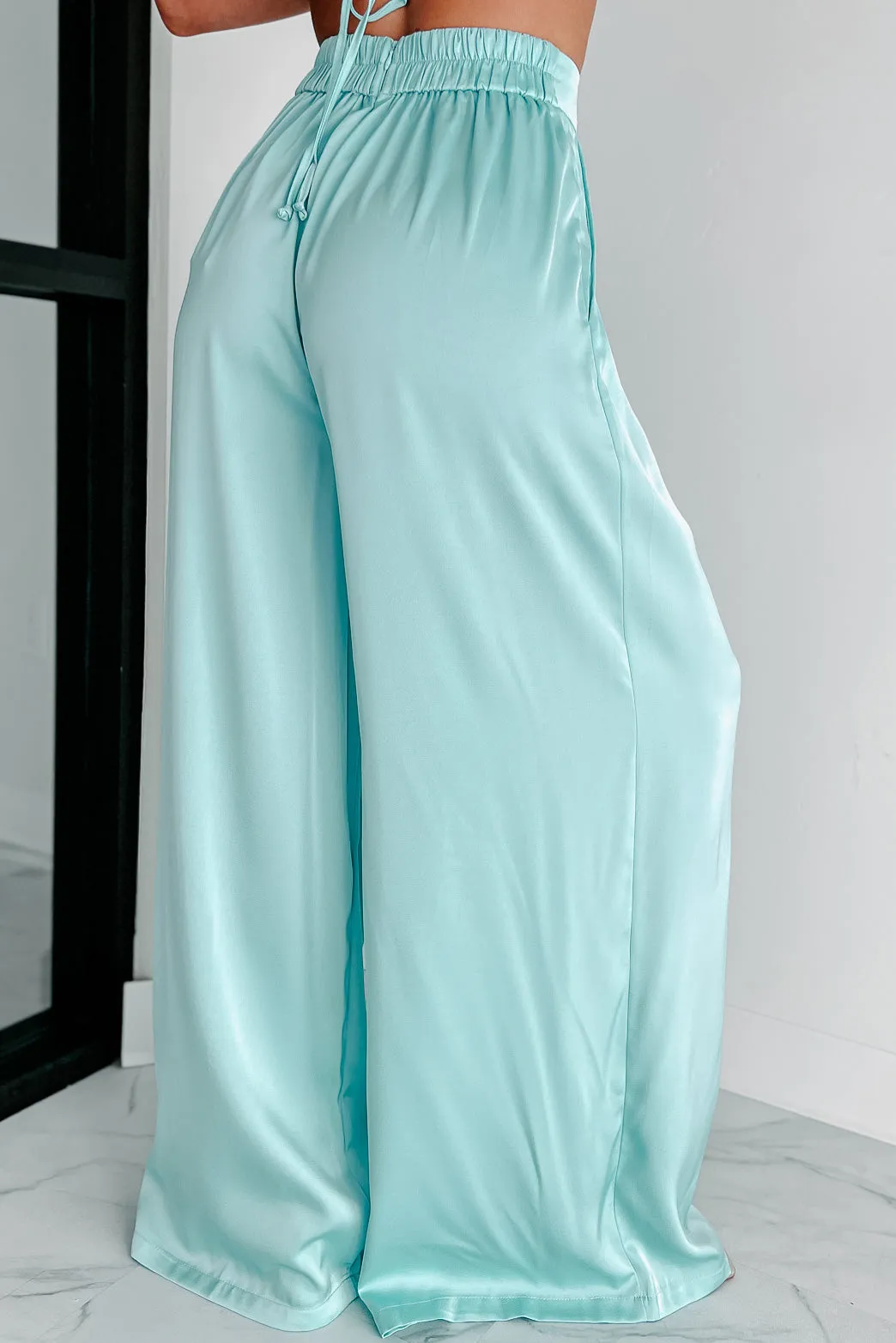 Memorable Meeting Satin Two-Piece Set (Mint Blue)