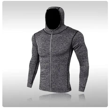Men Compression Sportswear Fitness Hooded Jacket