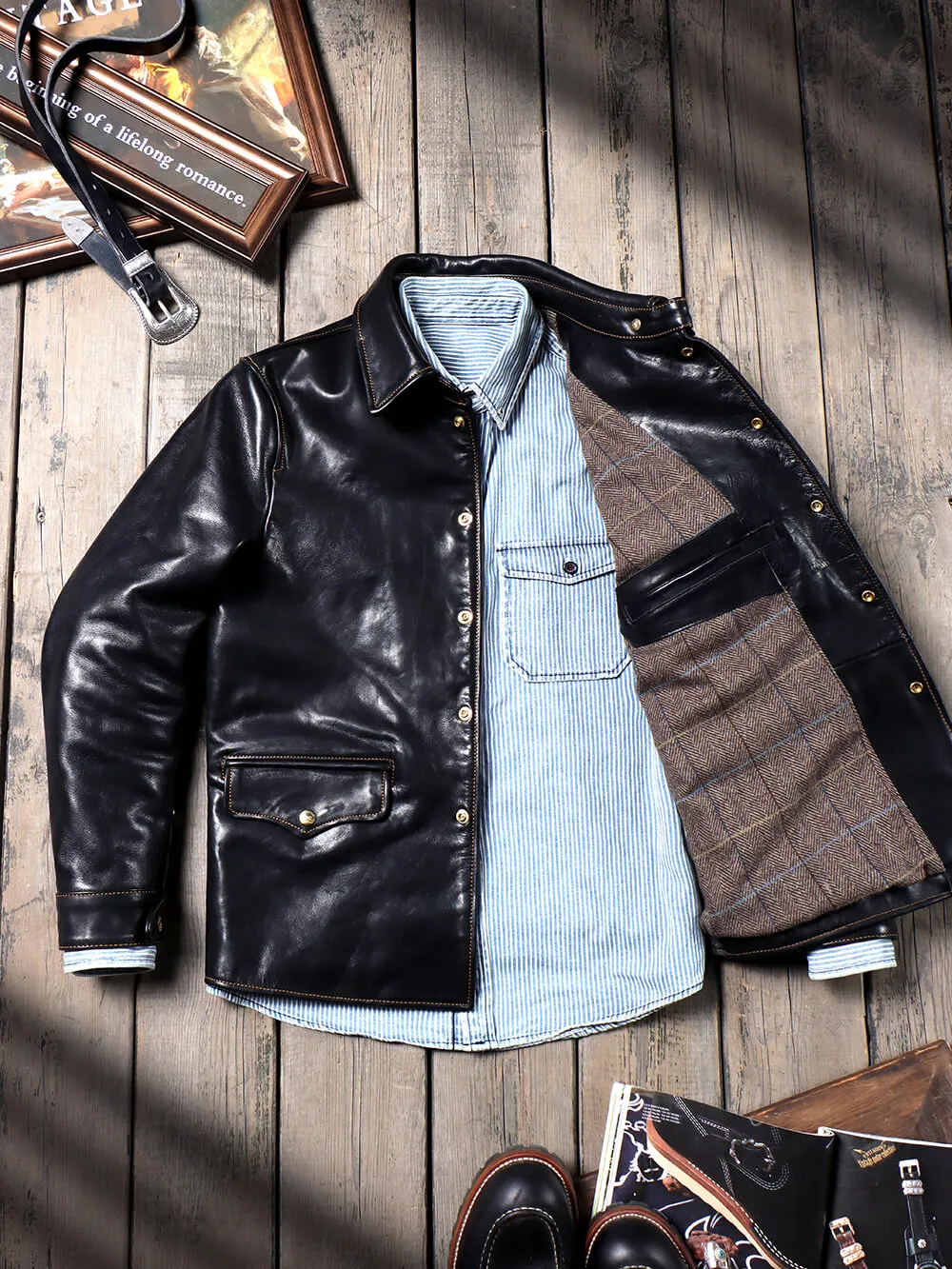 Men's Black Brakeman Leather Coat