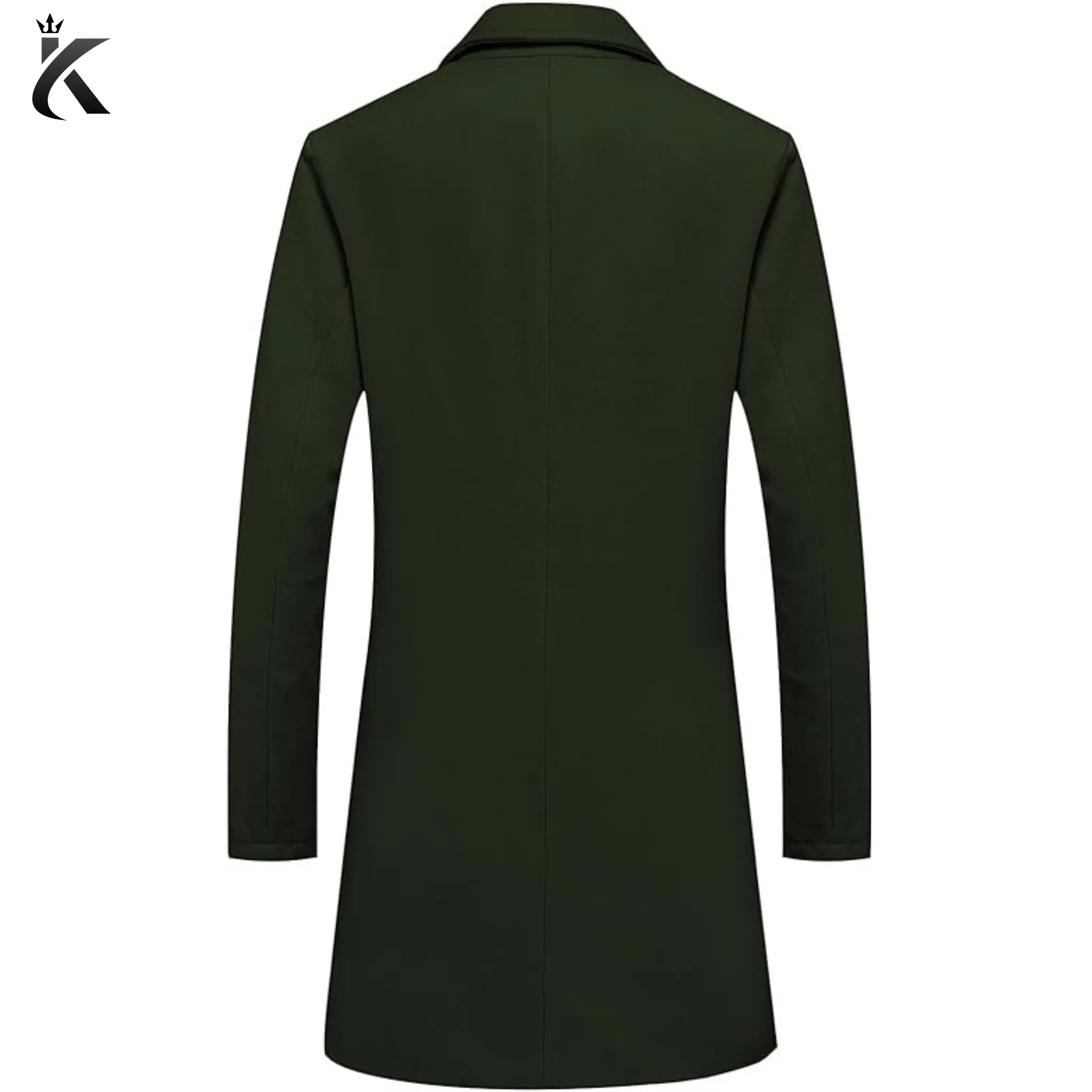 Men's Classic Wool Trench Overcoat - Single Breasted Mid Long Wool Blend Top Pea Coats Jackets