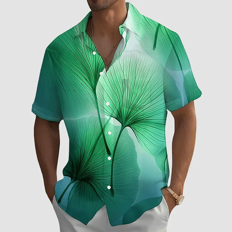 Men's Hawaiian Botanical Ombre Print Shirt