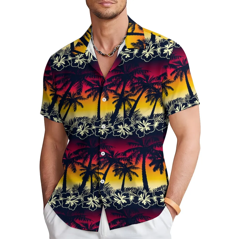 Men's Hawaiian Coconut Palm Casual Short Sleeve Shirt 2311000630