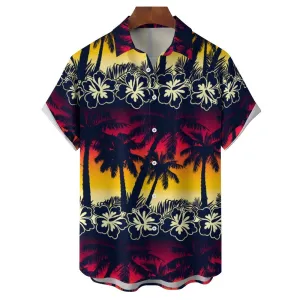 Men's Hawaiian Coconut Palm Casual Short Sleeve Shirt 2311000630