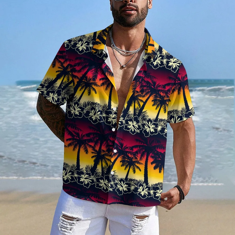 Men's Hawaiian Coconut Palm Casual Short Sleeve Shirt 2311000630