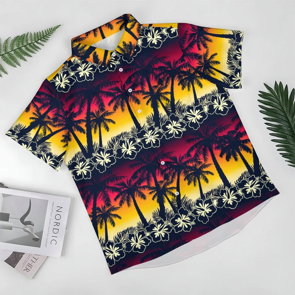 Men's Hawaiian Coconut Palm Casual Short Sleeve Shirt 2311000630