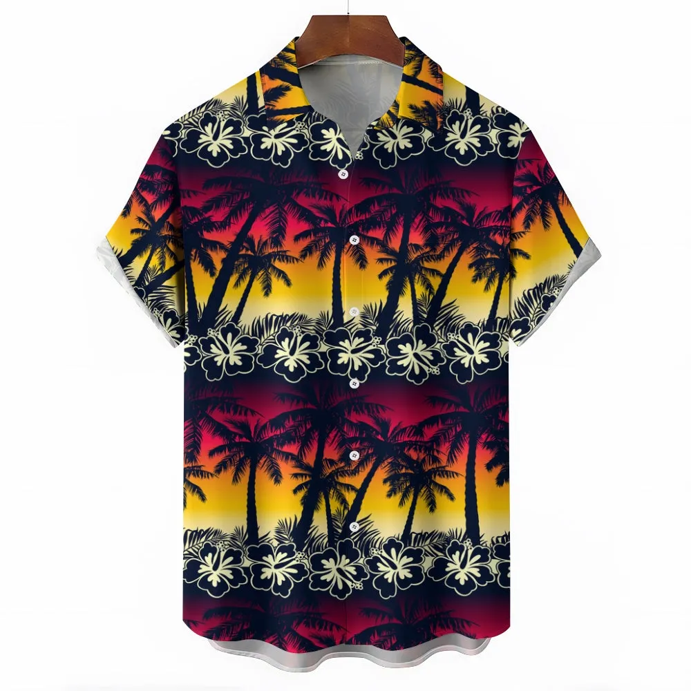 Men's Hawaiian Coconut Palm Casual Short Sleeve Shirt 2311000630