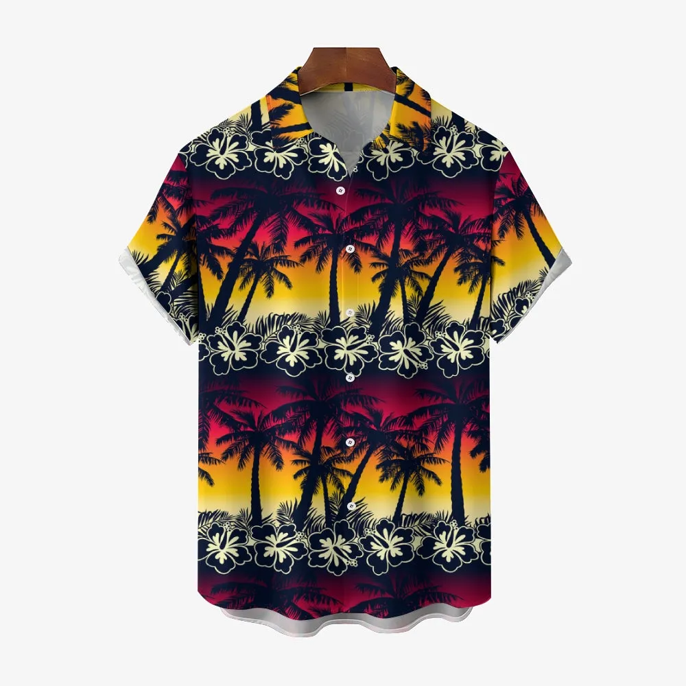 Men's Hawaiian Coconut Palm Casual Short Sleeve Shirt 2311000630