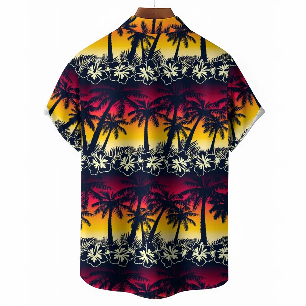 Men's Hawaiian Coconut Palm Casual Short Sleeve Shirt 2311000630