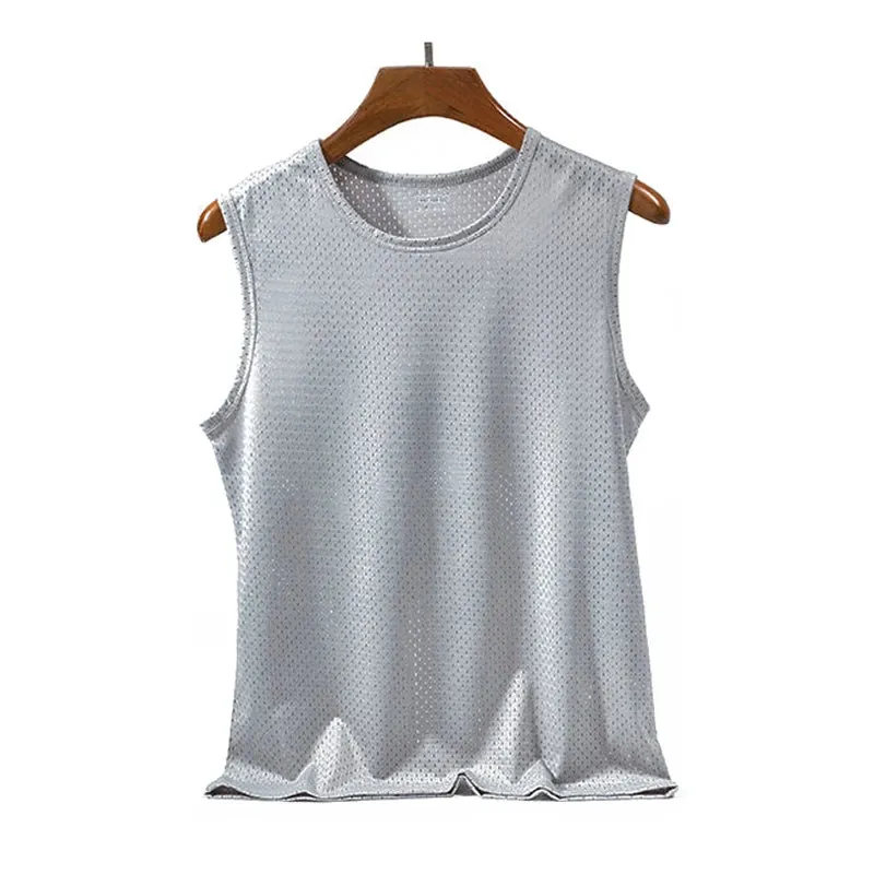 Mens Mesh Vest Ice Silk Quick-drying Bodybuilding Tank tops Fitness Muscle Sleeveless Narrow Vest Fitness Casual Sport Tops