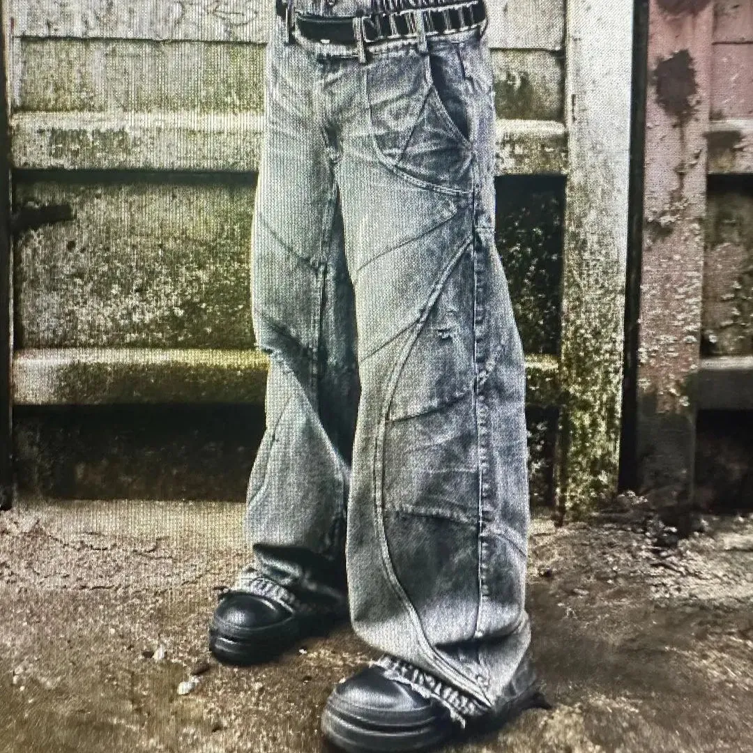 Men's Oversized Baggy Jeans – Loose Straight Distressed Wide-Leg Pants