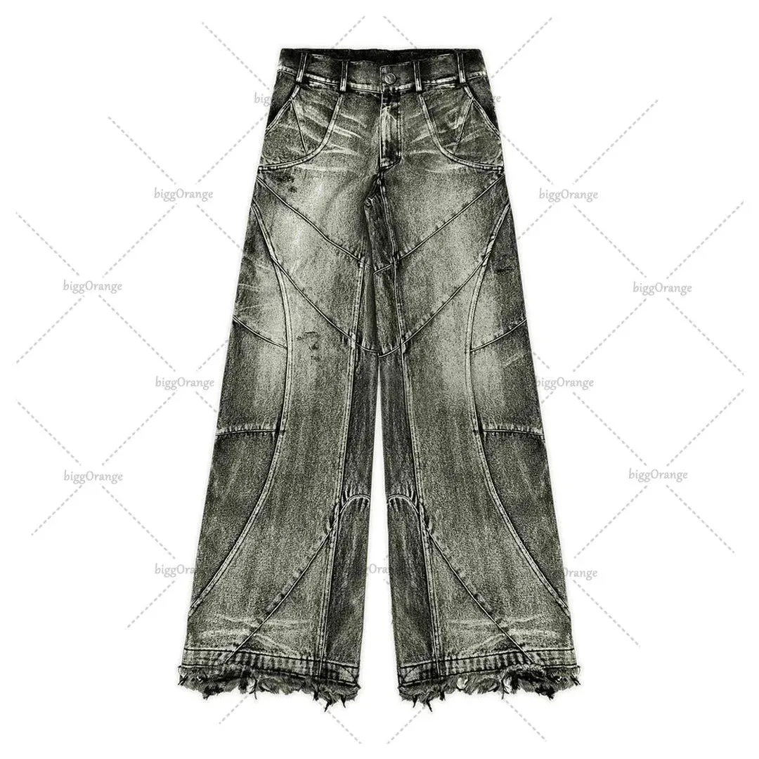 Men's Oversized Baggy Jeans – Loose Straight Distressed Wide-Leg Pants