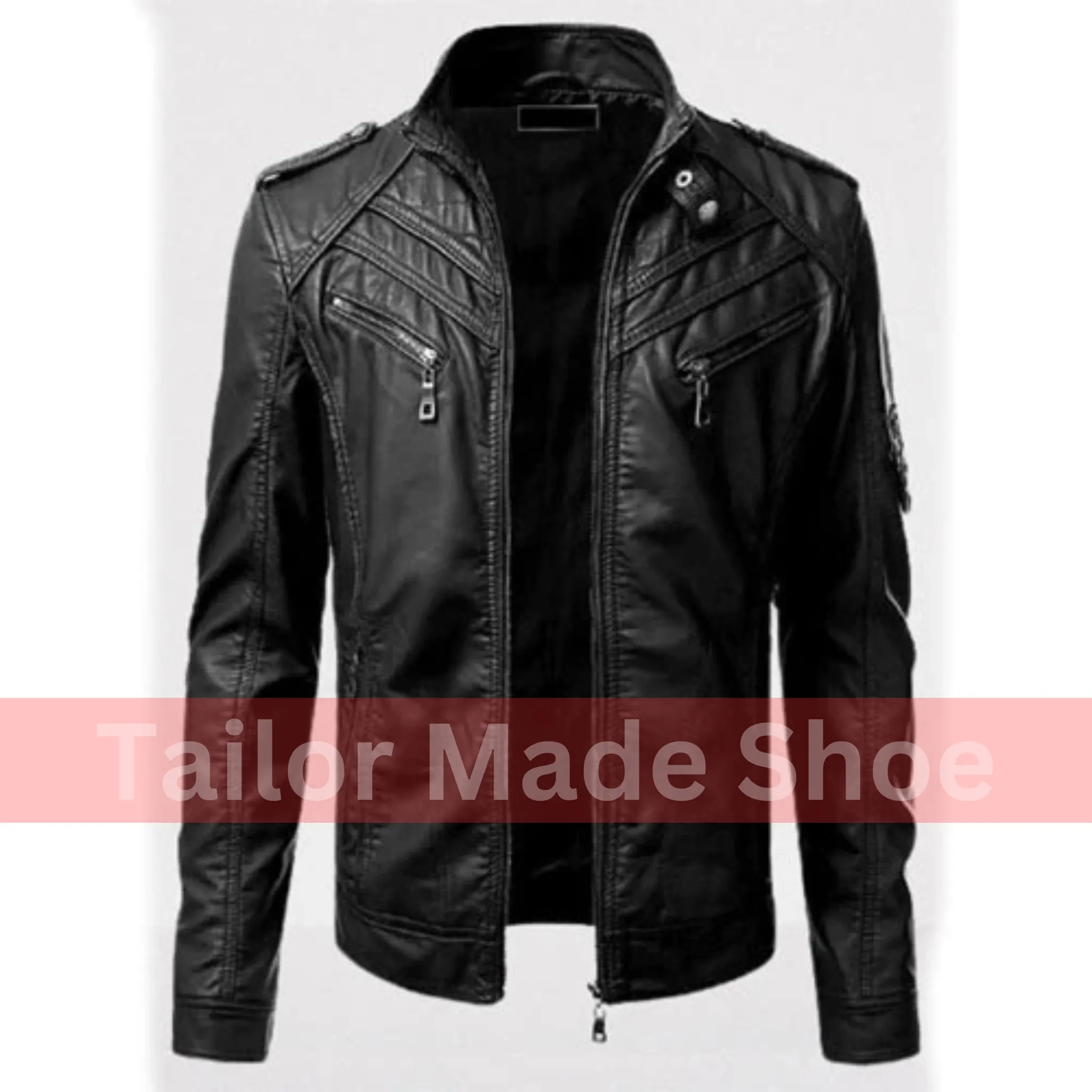 Men's Pure Black Leather Biker Fashion Jacket for Men, Men Leather Outerwear