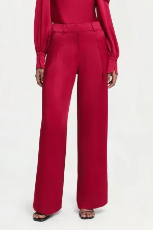 Mercer Pleated Pant in Cherry Red