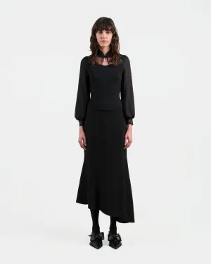 Midnight Lace-Panel Knit Top