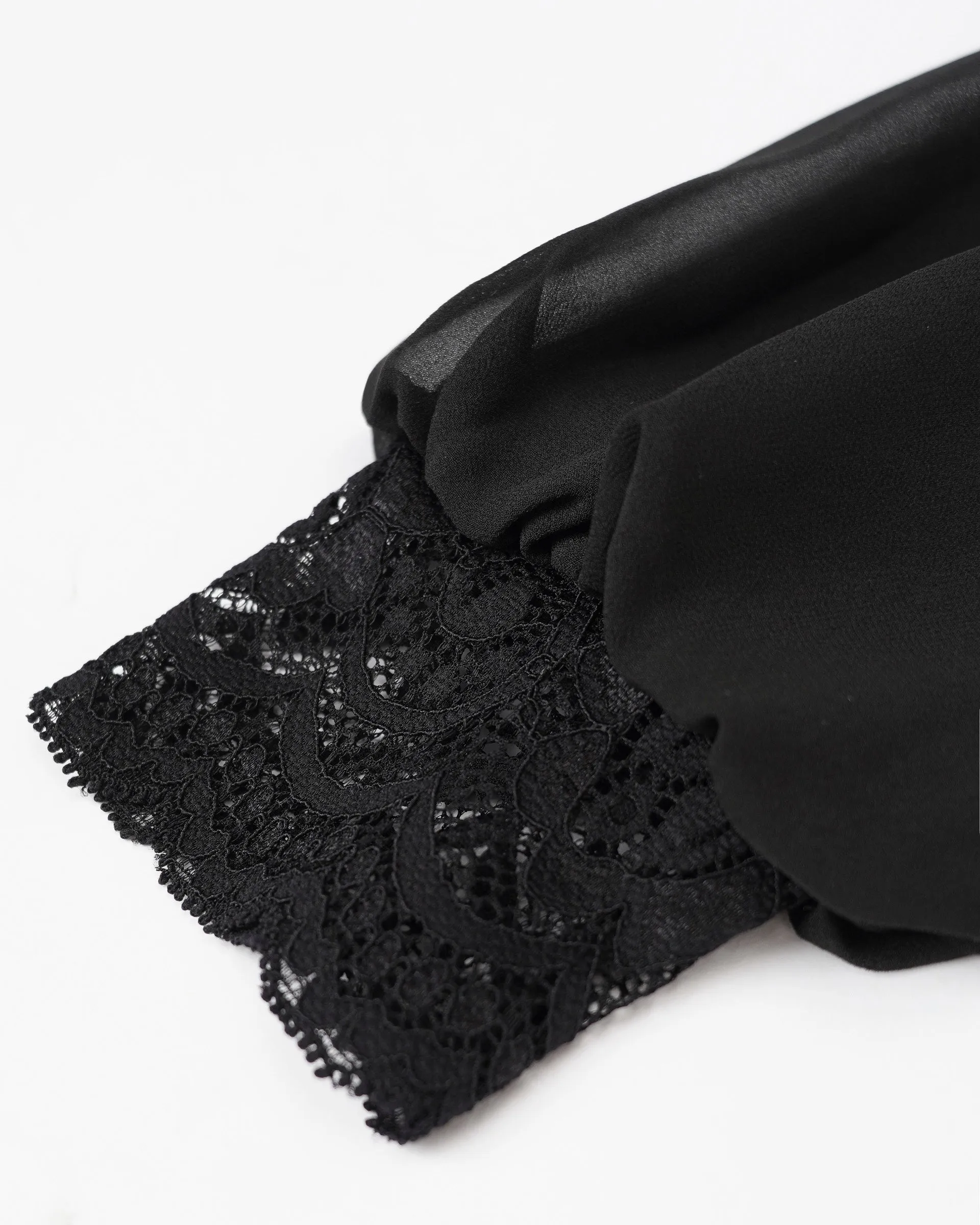 Midnight Lace-Panel Knit Top