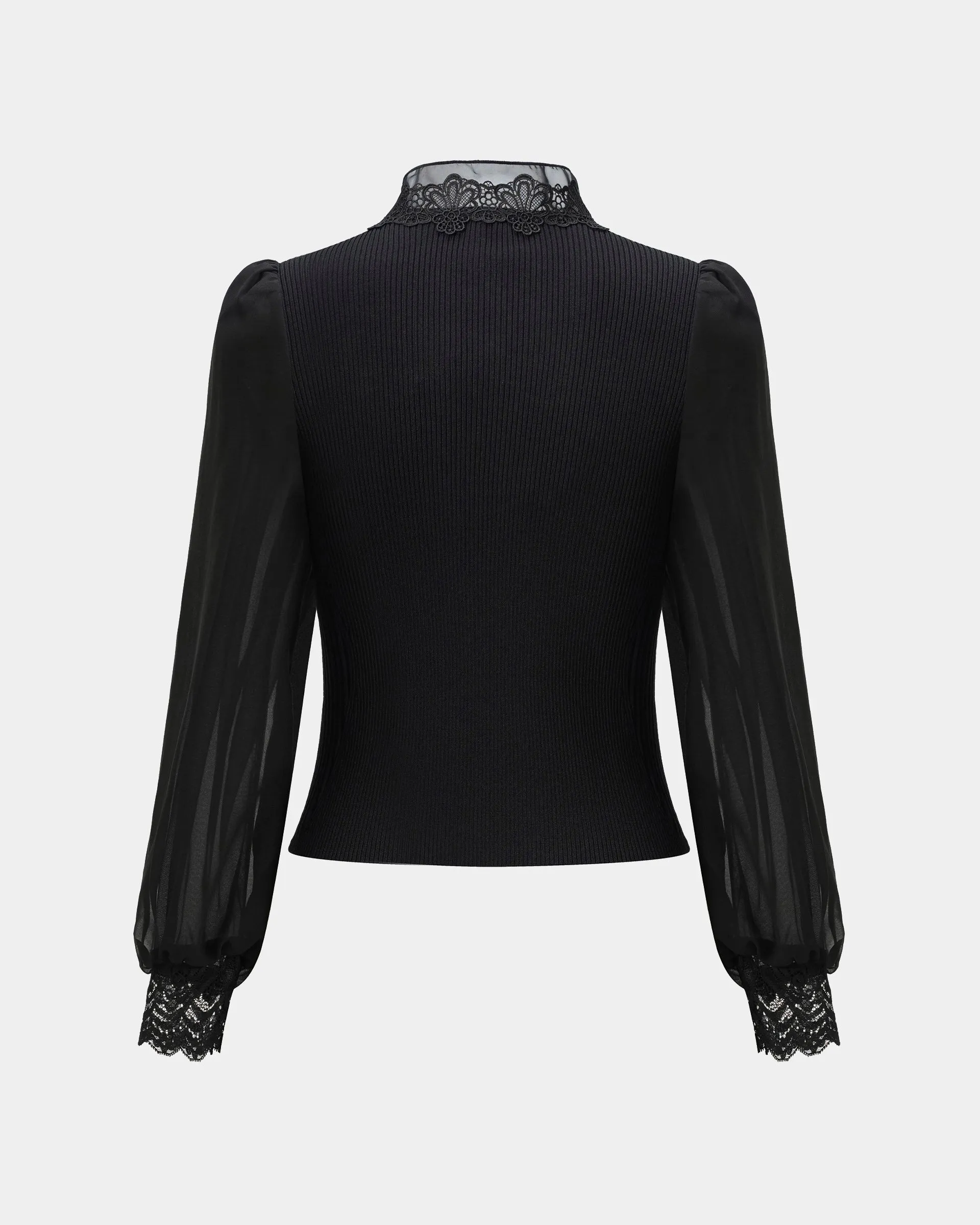 Midnight Lace-Panel Knit Top