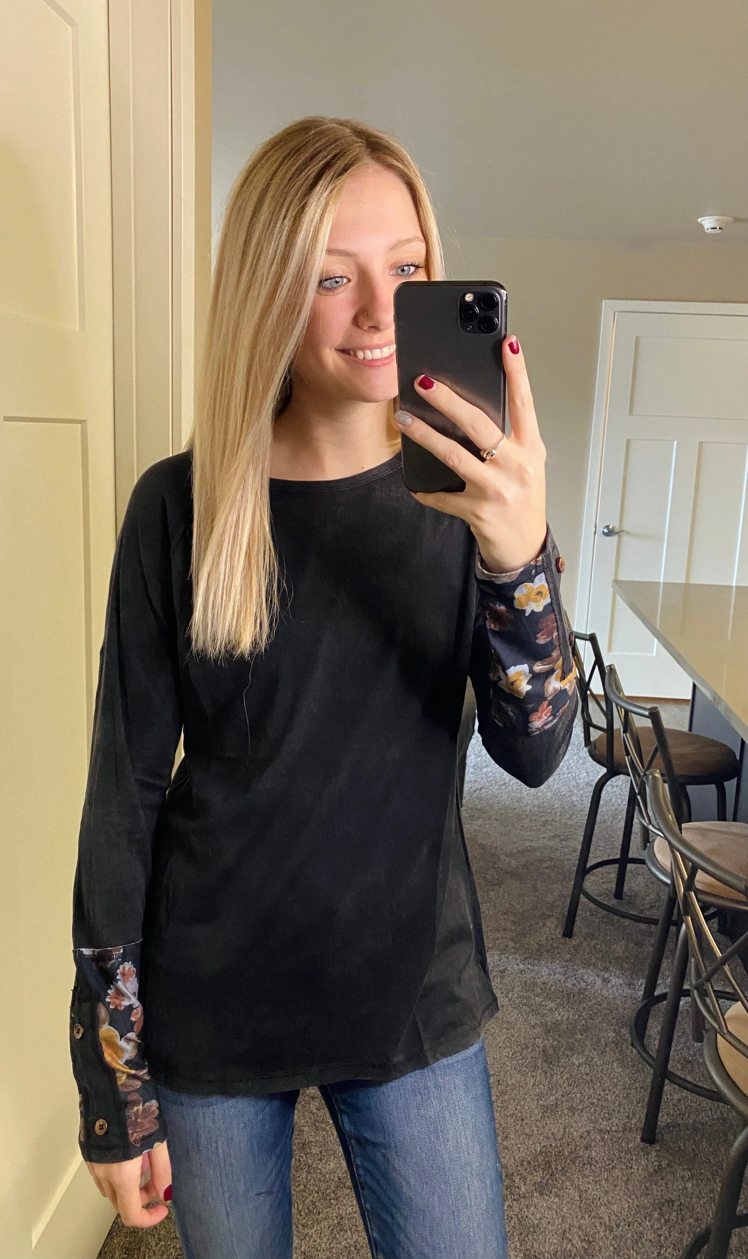 Milly Black Flower Shirt