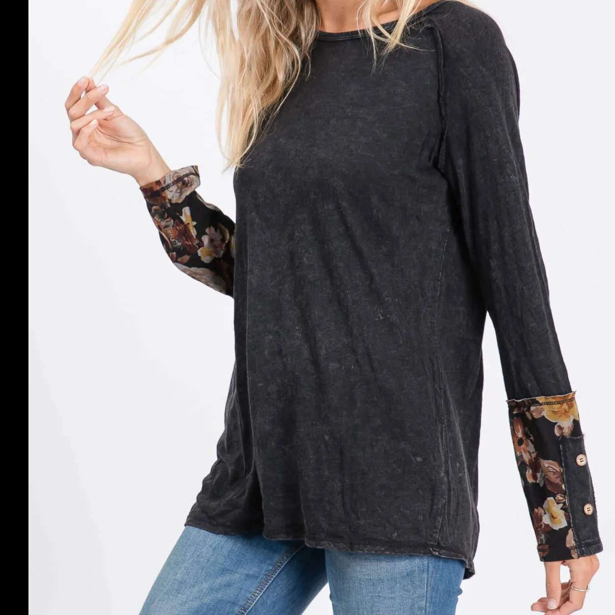Milly Black Flower Shirt