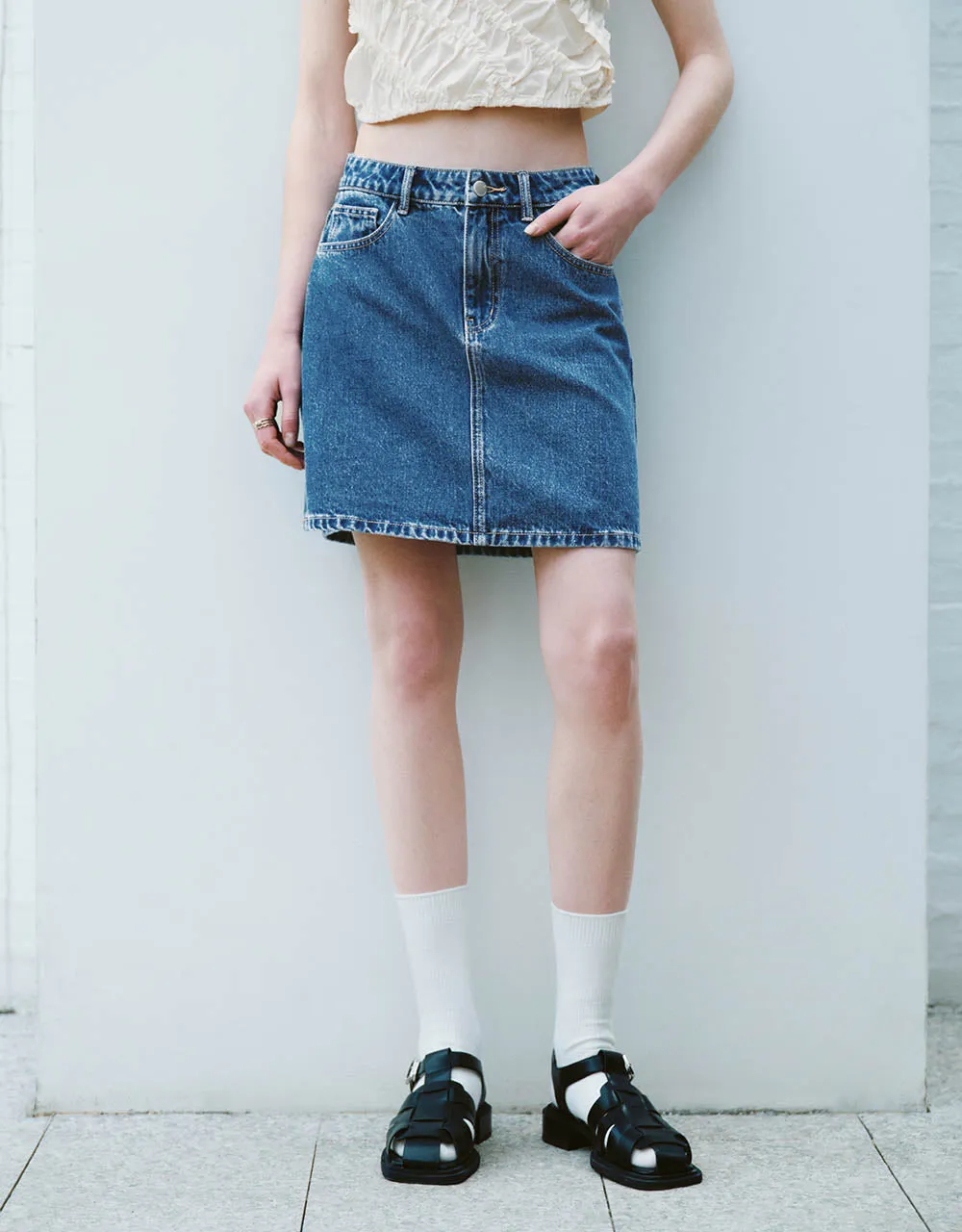 Mini A-Line Denim Skirt
