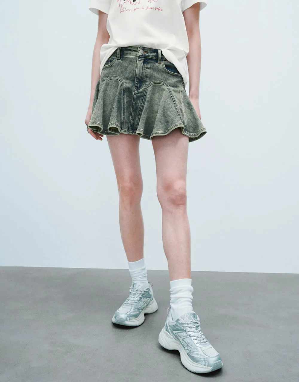 Mini A-Line Denim Skirt