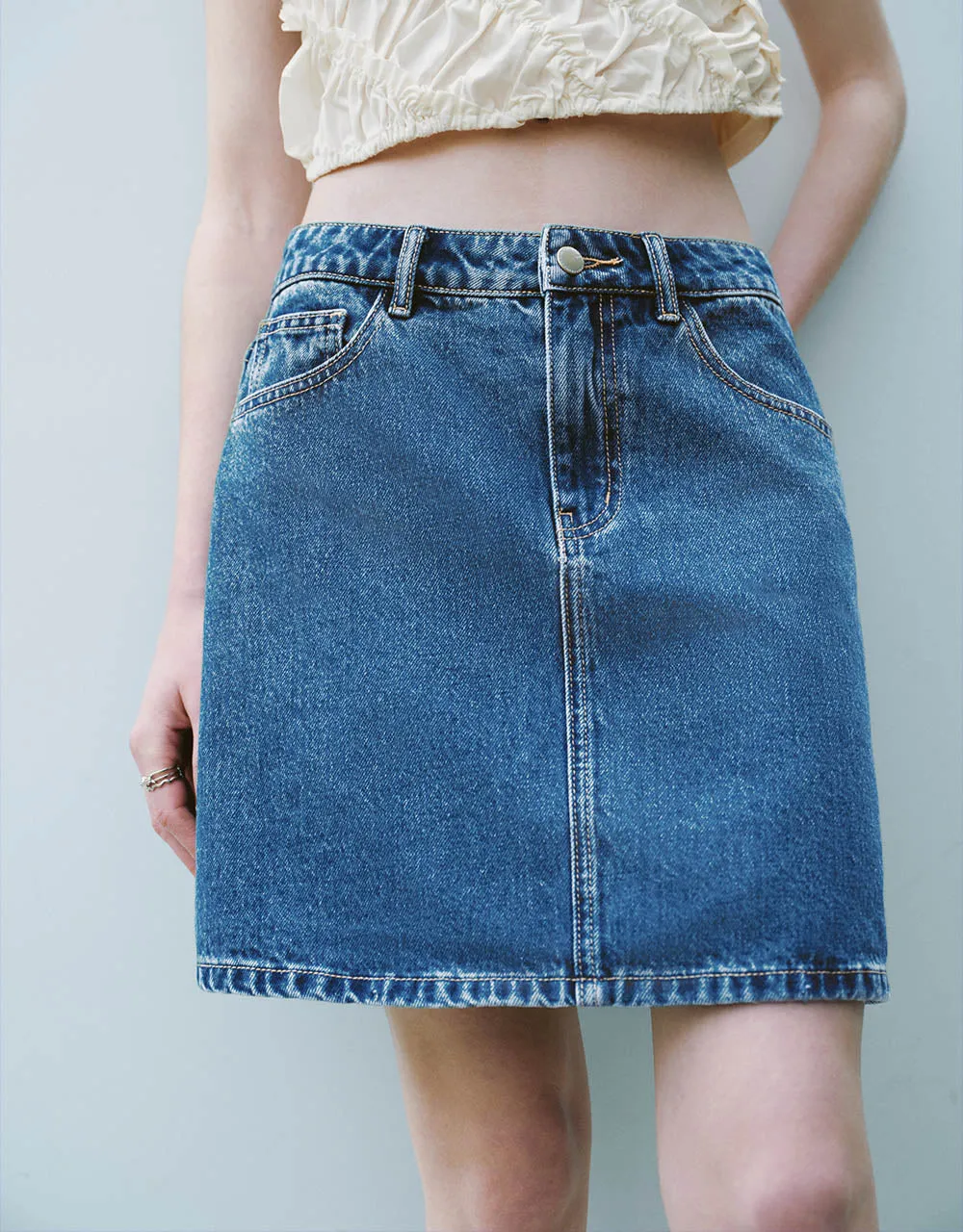 Mini A-Line Denim Skirt