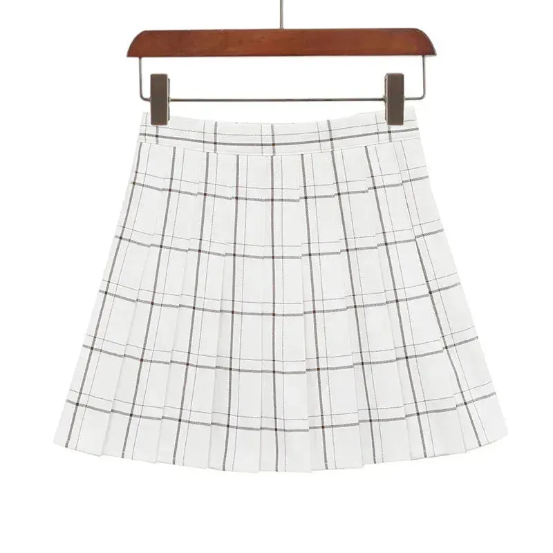 Mini Plaid Pleated High Waist Skirt A- Line Skirt