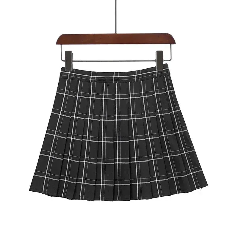 Mini Plaid Pleated High Waist Skirt A- Line Skirt