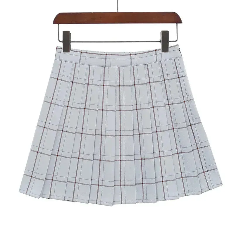 Mini Plaid Pleated High Waist Skirt A- Line Skirt