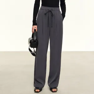 Minimalist Straight Autumn Pants for Women - Drawstring Elastic Casual Loose Trousers