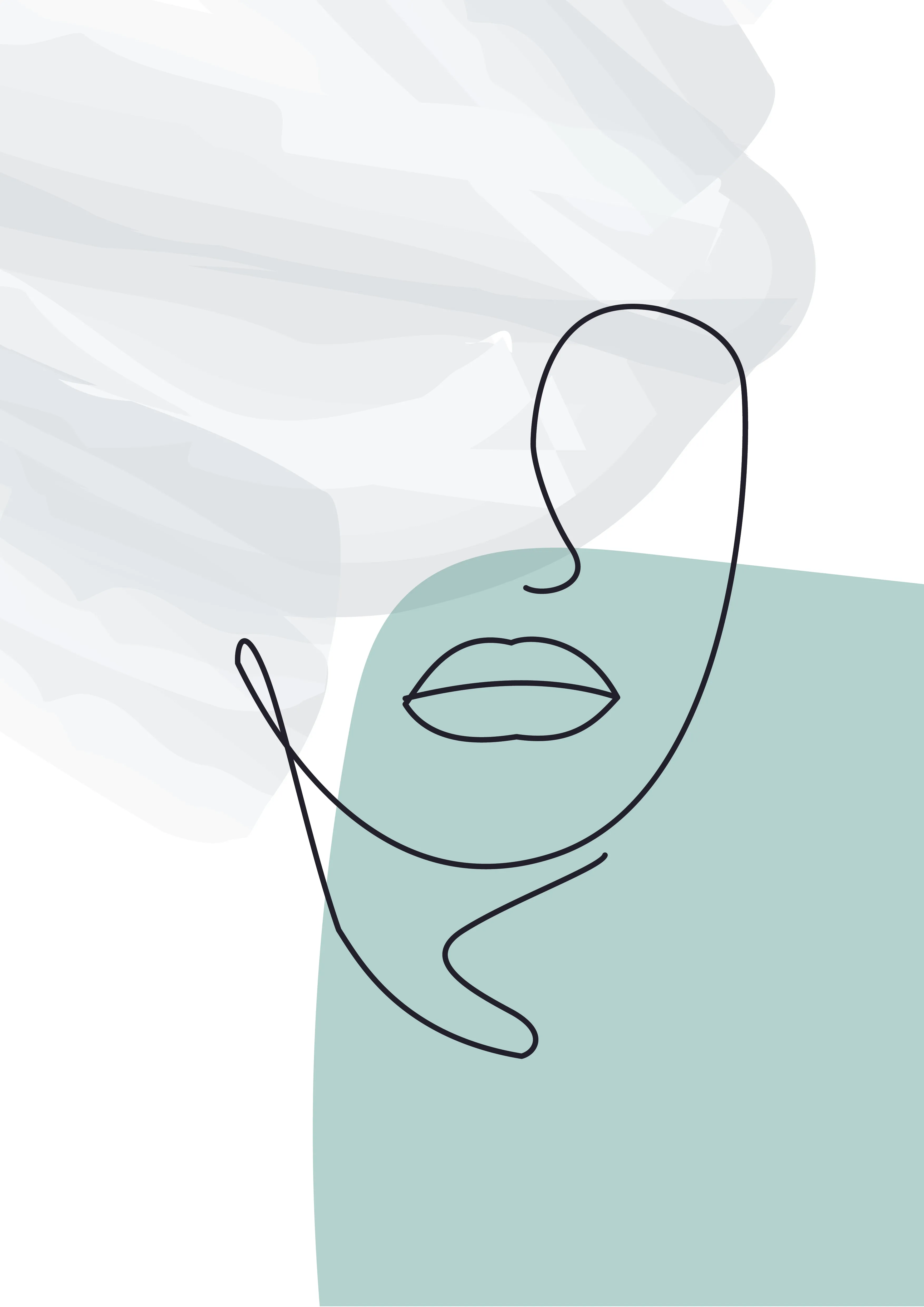 Modern abstract minimalistic women face line art